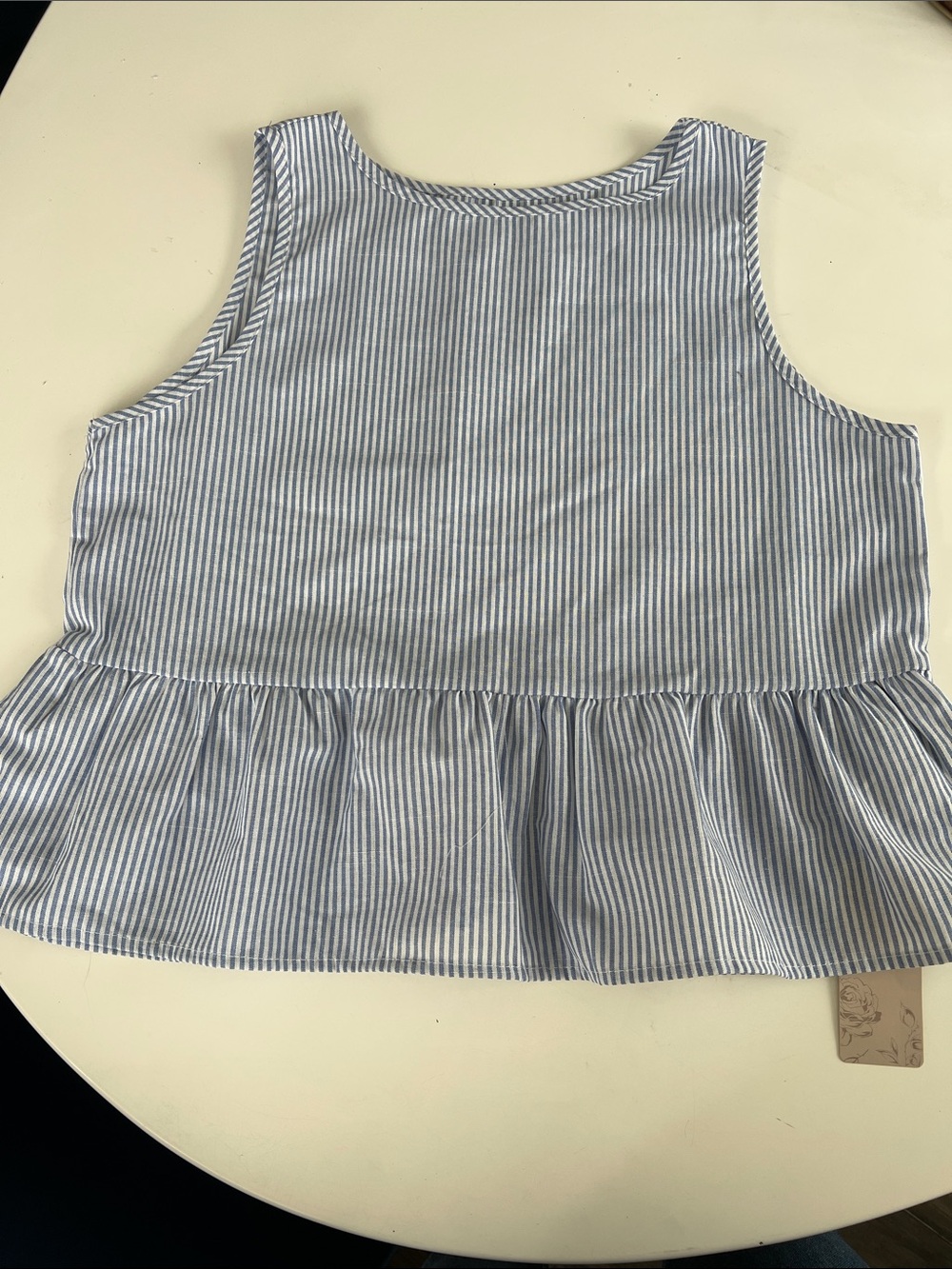 Striped Blue Peplum Tank Top